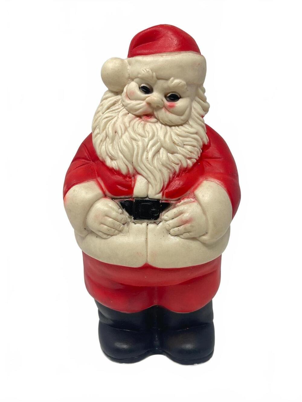 Vintage Edward Mobley Plastic Rubber Squeak Santa Claus Standing Christmas